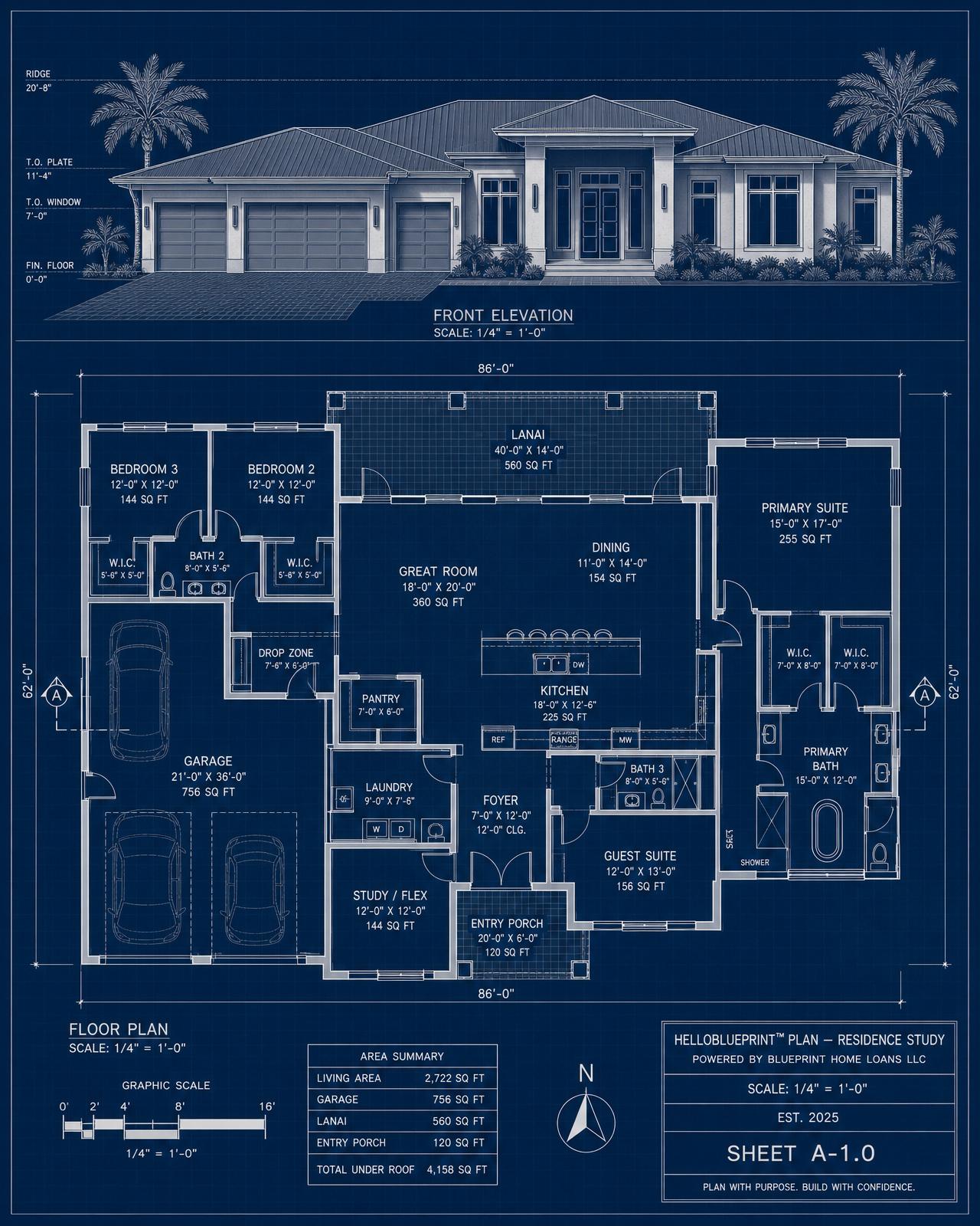 Architectural blueprint drawing of a home representing personalized homeownership planning.